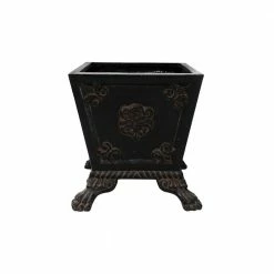 Flash Sale ✔️ MPG 15 in. Sq Cast Stone Footed Planter in Aged Charcoal finish ❤️