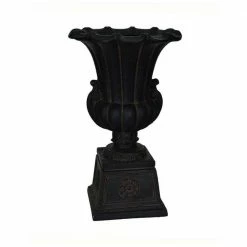 Coupon 😀 MPG 16-1/4 in. x 26-1/2 in. Cast Stone Fiberglass Urn on Pedestal in Aged Charcoal 😀