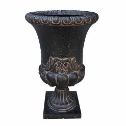 Brand new 👍 MPG 16.25 in. Dia x 26.25 in. H. Cast Stone Fiberglass Sonnet Entrance Urn in Aged Charcoal 👍