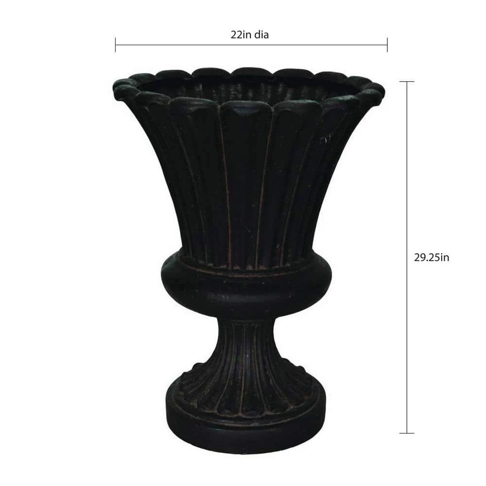 Best reviews of โ๏ธ MPG 22 in. x 29-1/4 in. Cast Stone Fiberglass Long Leaf Urn in Aged Charcoal ๐ - Image 3