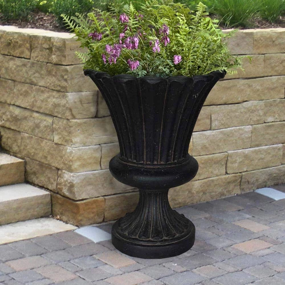 Best reviews of โ๏ธ MPG 22 in. x 29-1/4 in. Cast Stone Fiberglass Long Leaf Urn in Aged Charcoal ๐ - Image 2
