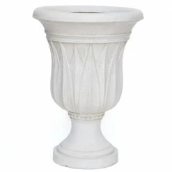 Best reviews of π MPG 21 in. H. Aged White Cast Stone Fiberglass Sharp Leaf Urn β€οΈ