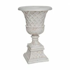 Wholesale π MPG 26.5 in. H. Aged White Cast Stone Fiberglass Lattice Urn and Pedestal β