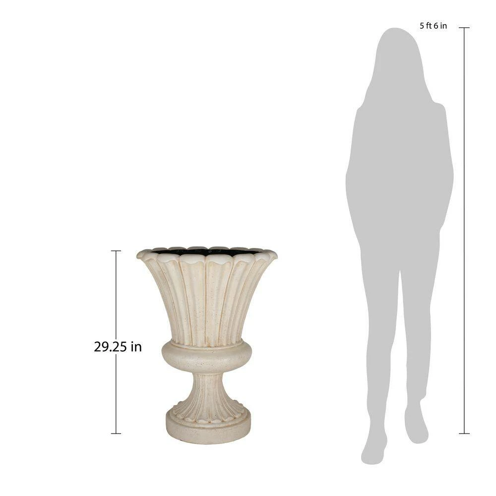 Coupon ๐ MPG 29 in. H Cast Stone Fiberglass Long Leaf Urn in Aged White โ - Image 4