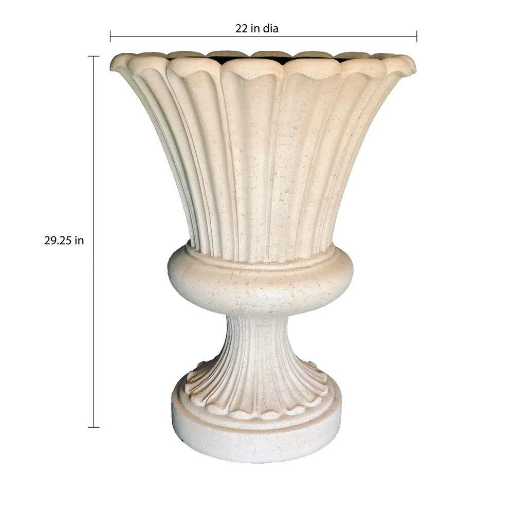 Coupon ๐ MPG 29 in. H Cast Stone Fiberglass Long Leaf Urn in Aged White โ - Image 3