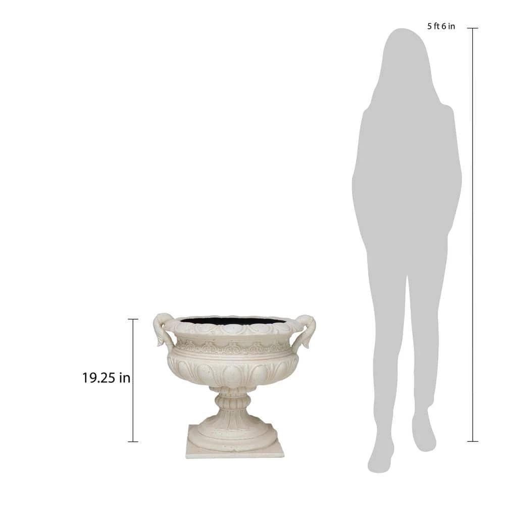 Brand new ๐ฅ MPG 19.25 in. H Aged White Cast Stone Fiberglass Urn with Handles โญ - Image 5