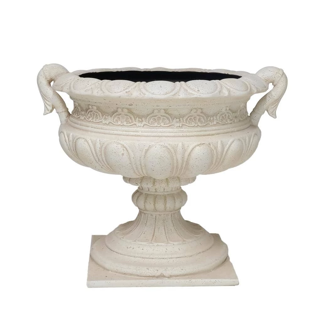 Brand new ๐ฅ MPG 19.25 in. H Aged White Cast Stone Fiberglass Urn with Handles โญ