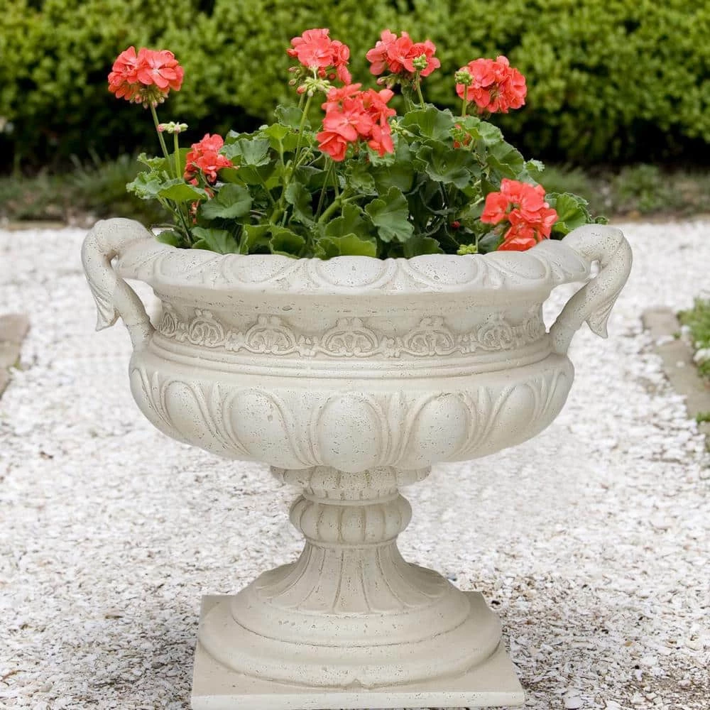 Brand new ๐ฅ MPG 19.25 in. H Aged White Cast Stone Fiberglass Urn with Handles โญ - Image 2