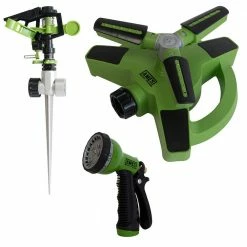 Cheapest 👍 Ames 3-Piece Garden Watering Set with (1) Pulsating Spike Style, (1) 3-Arm Rotating Sprinkler and (1) 7-Pattern Spray Nozzle ✔️