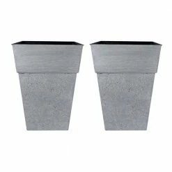Best Pirce β THEΒ HC COMPANIES The Avino 16 in. Black Resin Square Planter Pot (2-Pack) π