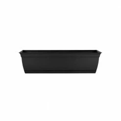 New 🌟 THE HC COMPANIES 30 in. Black Plastic Eclipse Window Flower Box with Removable Saucer 🔥