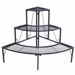 Coupon 👏 TIRAMISUBEST 32.28 in. L x 23.23 in. W x 23.62 in. H Indoor/Outdoor Black Steel Plant Stand (3-Tier) 👍