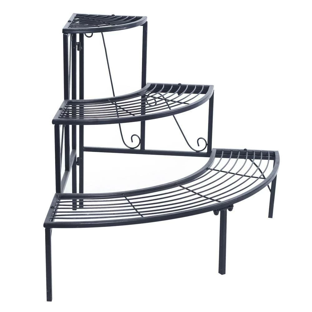 Coupon 👏 TIRAMISUBEST 32.28 in. L x 23.23 in. W x 23.62 in. H Indoor/Outdoor Black Steel Plant Stand (3-Tier) 👍 - Image 2