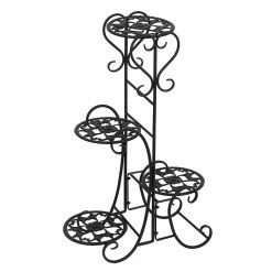 Discount 🧨 TIRAMISUBEST 20.5 in. L x 8.7 in. W x 30.9 in. H Indoor/Outdoor Black Iron Plant Stand (4-Tier) ❤️