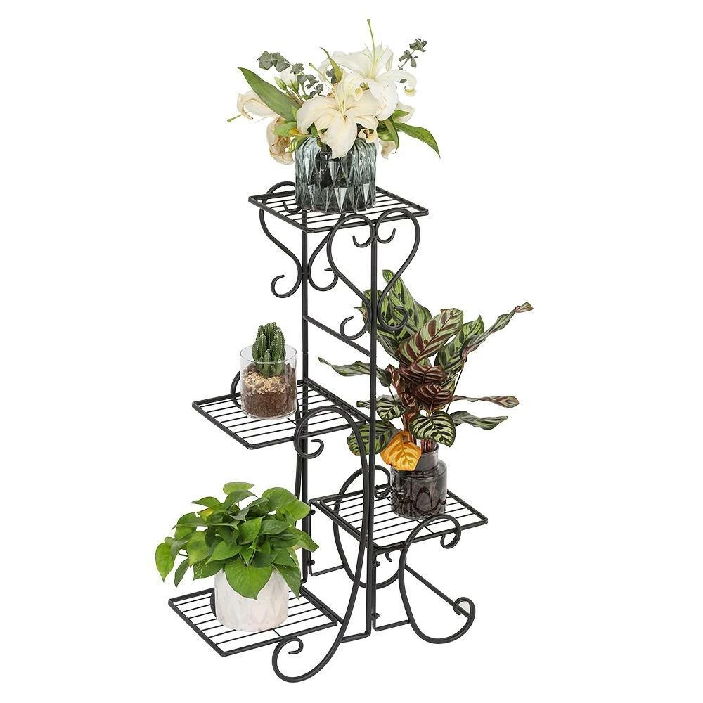Cheap ❤️ TIRAMISUBEST 19 in. L x 8.6 in. W x 30.9 in. H Indoor/Outdoor Black Iron Plant Stand (4-Tier) ✨ - Image 5