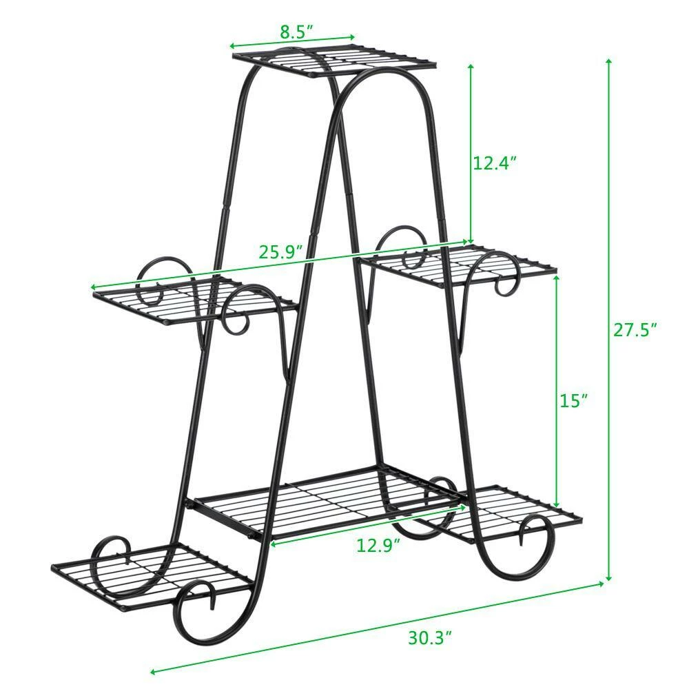 Budget ๐ฅ TIRAMISUBEST 8.46 in. x 30.3 in. x 27.5 in. Indoor and Outdoor Black Iron Garden Plant Stand (4-Tiers 6-Seats) ๐คฉ - Image 3