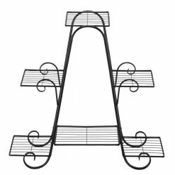 Budget 🔥 TIRAMISUBEST 8.46 in. x 30.3 in. x 27.5 in. Indoor and Outdoor Black Iron Garden Plant Stand (4-Tiers 6-Seats) 🤩