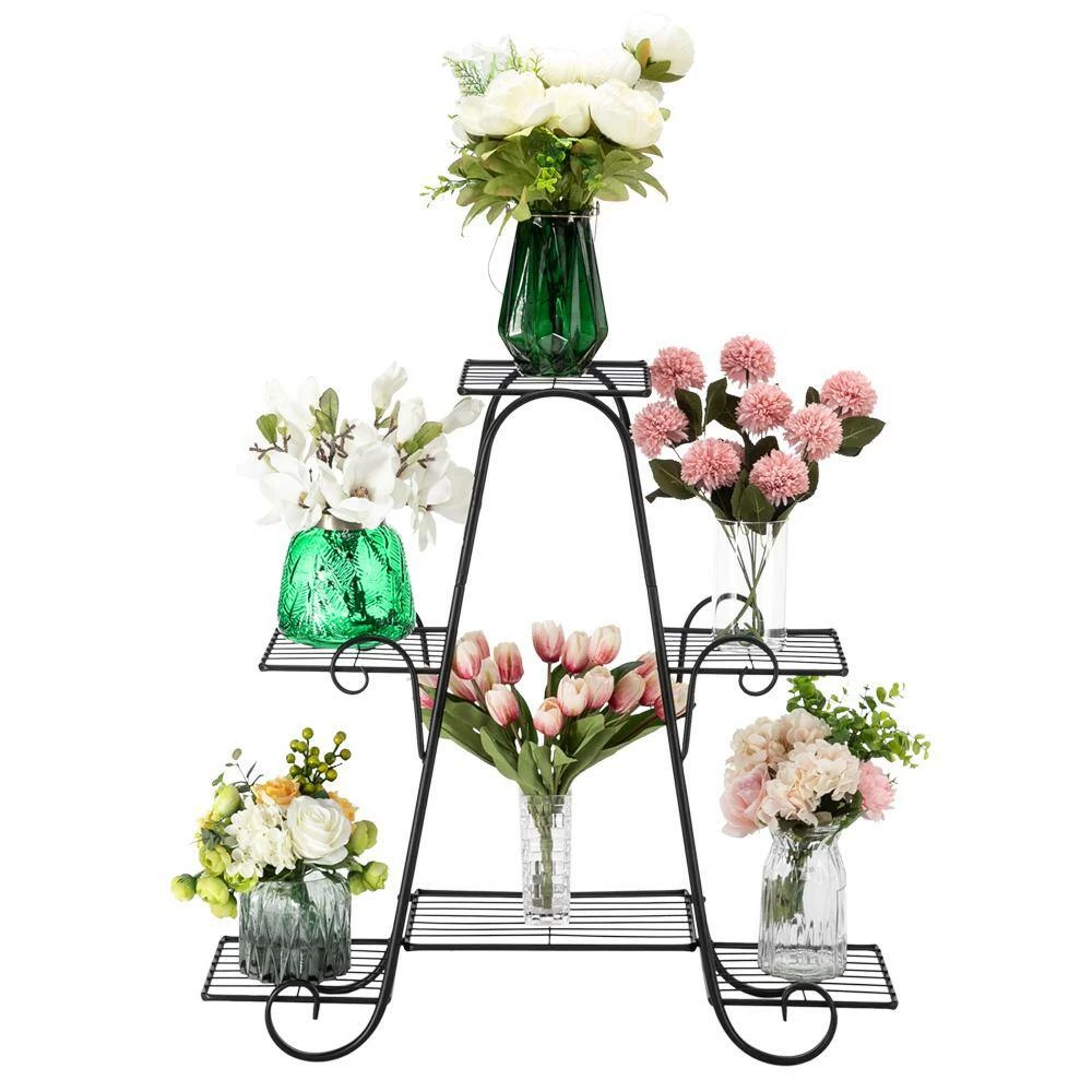 Budget ๐ฅ TIRAMISUBEST 8.46 in. x 30.3 in. x 27.5 in. Indoor and Outdoor Black Iron Garden Plant Stand (4-Tiers 6-Seats) ๐คฉ - Image 6
