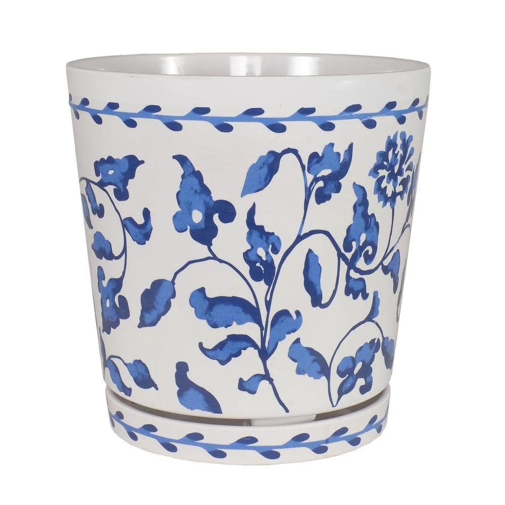 Brand new โ MPG 8.75 in. Dia. Blue and White Vine Pattern Melamine Pot with In-Line Saucer ๐งจ