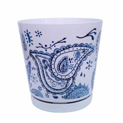 Budget 😀 MPG 8.75 in dia Blue Paisley Pot with Self Watering Saucer 🎁
