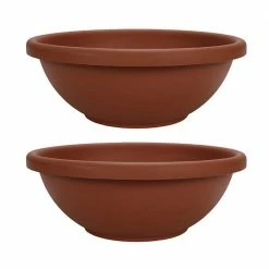 Hot Sale π THEΒ HC COMPANIES 18 in. Brown Resin Garden Bowl Plastic Planter Pot (2-Pack) π