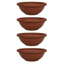 Hot Sale ๐งจ THEย HC COMPANIES 18 in. Brown Plastic Garden Bowl Planter Pot (4-Pack) ๐