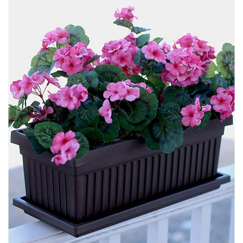 Outlet ⌛ THE HC COMPANIES 28.7 in. Chocolate Fluted Plastic Venetian Flower Box ⌛ - Image 3