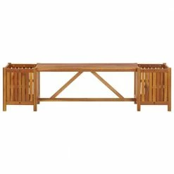 Buy ⌛ TIRAMISUBEST 59.1 in. x 11.8 in. x 15.7 in. Brown Solid Acacia Wood Garden Bench with 2 Planters 🧨