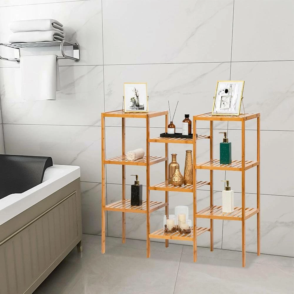 Best Pirce ⭐ TIRAMISUBEST 37.7 in. L x 12 in. W x 35.4 in. H Indoor/Outdoor Brown Bamboo Plant Stand (9-Tier) ✔️ - Image 7