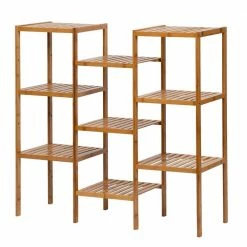 Best Pirce ⭐ TIRAMISUBEST 37.7 in. L x 12 in. W x 35.4 in. H Indoor/Outdoor Brown Bamboo Plant Stand (9-Tier) ✔️