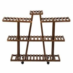 Wholesale ✨ TIRAMISUBEST 37.4 in. L x 9.84 in. W x 37.4 in. H Indoor/Outdoor Brown Wood Plant Stand (4-Tier) 🎁