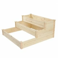 Coupon ✨ TIRAMISUBEST 48.83 in. x 48.83 in. x 21.65 in. 3-Tiered Wood Planting Frame Raised Planter Box 🎉