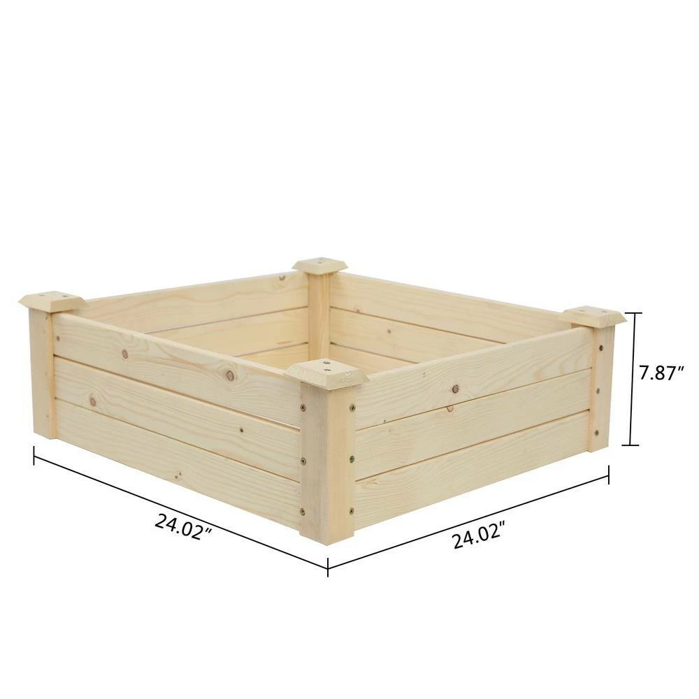 Coupon ๐งจ TIRAMISUBEST 24.02 in. x 24.02 in. x 7.87 in. Wood Planting Frame Ground Raised Planter Box ๐ฏ - Image 7