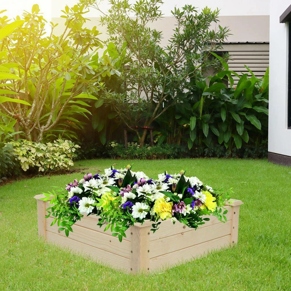 Coupon ๐งจ TIRAMISUBEST 24.02 in. x 24.02 in. x 7.87 in. Wood Planting Frame Ground Raised Planter Box ๐ฏ - Image 2