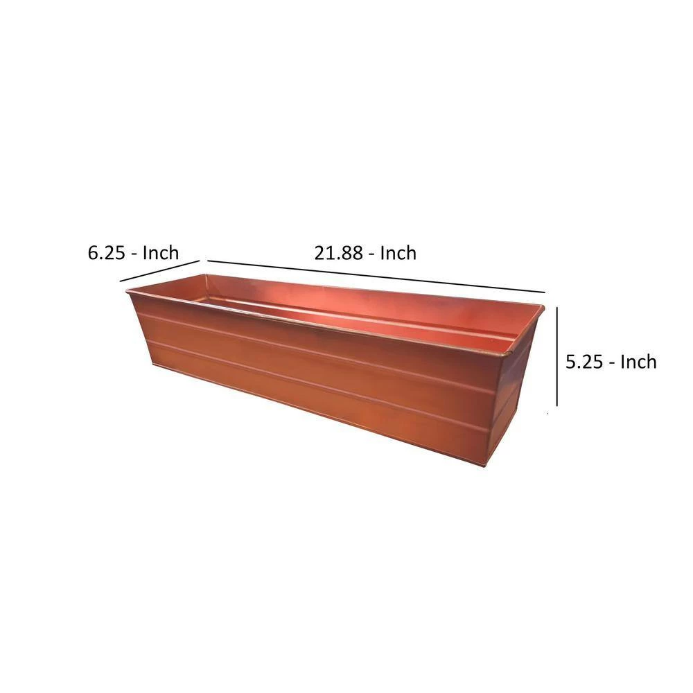 Flash Sale 🛒 TIRAMISUBEST 21.88 in. L x 6.25 in. W x 5.25 in. H Copper Galvanized Steel Rectangular Flower Planter Box with Embossed Line Design 🛒 - Image 4