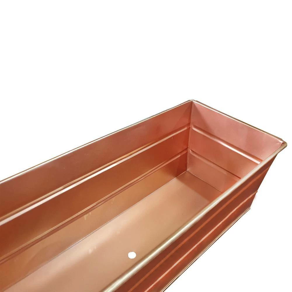 Flash Sale 🛒 TIRAMISUBEST 21.88 in. L x 6.25 in. W x 5.25 in. H Copper Galvanized Steel Rectangular Flower Planter Box with Embossed Line Design 🛒 - Image 3