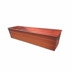Flash Sale 🛒 TIRAMISUBEST 21.88 in. L x 6.25 in. W x 5.25 in. H Copper Galvanized Steel Rectangular Flower Planter Box with Embossed Line Design 🛒