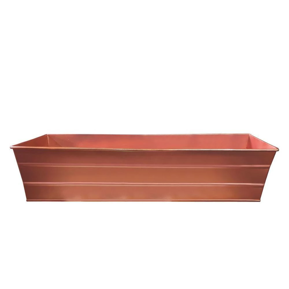 Flash Sale 🛒 TIRAMISUBEST 21.88 in. L x 6.25 in. W x 5.25 in. H Copper Galvanized Steel Rectangular Flower Planter Box with Embossed Line Design 🛒 - Image 2