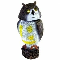 Best deal 😀 Emsco 16 in. Solar Powered Garden Owl Decoy Pest Repellant with LED Light Up Eyes & Screech Sound Setting 🎉