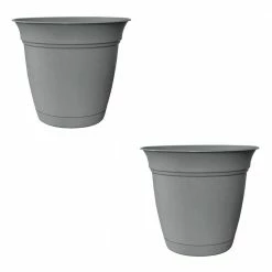 Discount 🌟 THE HC COMPANIES HC Companies 6 in. Gray Plastic Eclipse Planter with Attached Saucer (2-Pack) 👍