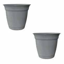 Best reviews of 🥰 THE HC COMPANIES HC Companies 8 in. Gray Plastic Eclipse Planter with Attached Saucer (2-Pack) 👍