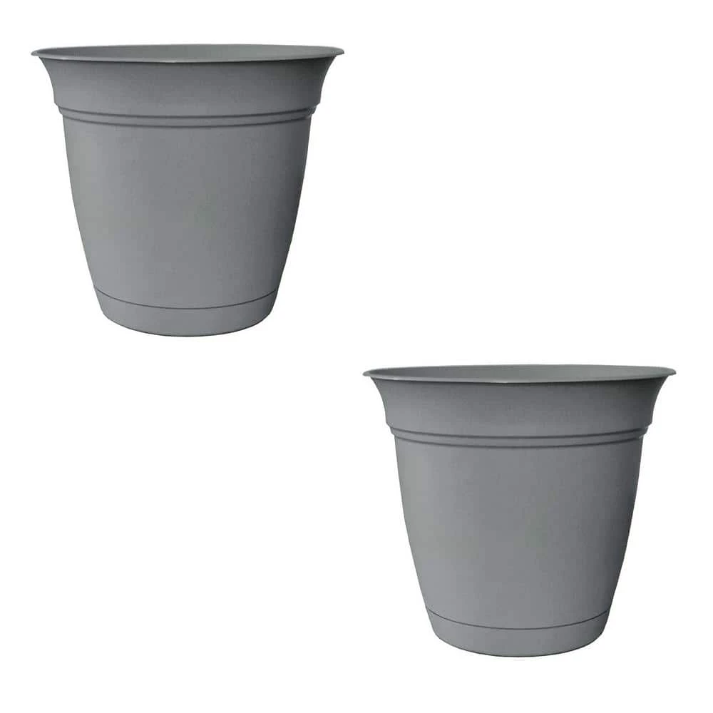 Best reviews of 🥰 THE HC COMPANIES HC Companies 8 in. Gray Plastic Eclipse Planter with Attached Saucer (2-Pack) 👍