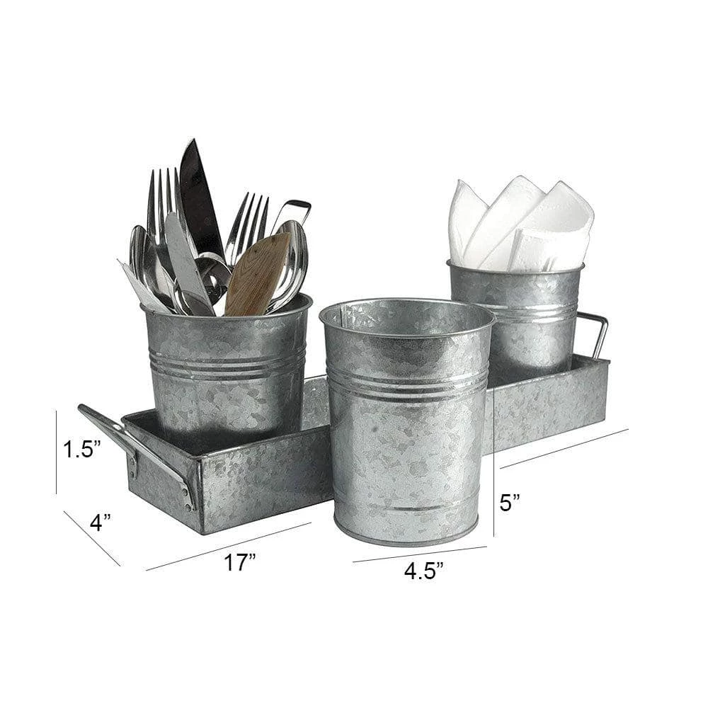Wholesale ๐ TIRAMISUBEST 4.5 in. L x 4.5 in. W x 5 in. H Gray Galvanized Metal planter Box with Tray (3-pack) ๐งจ - Image 4