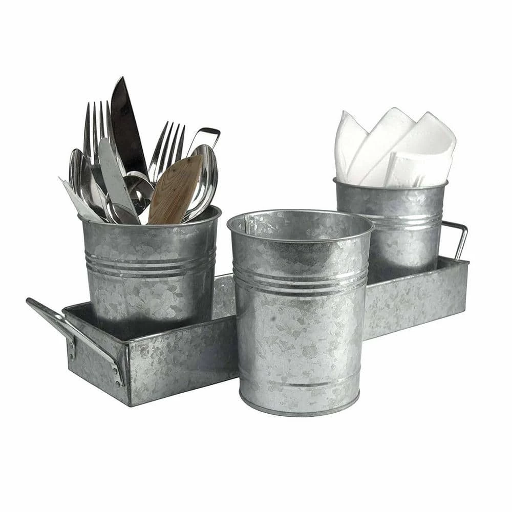 Wholesale ๐ TIRAMISUBEST 4.5 in. L x 4.5 in. W x 5 in. H Gray Galvanized Metal planter Box with Tray (3-pack) ๐งจ - Image 6