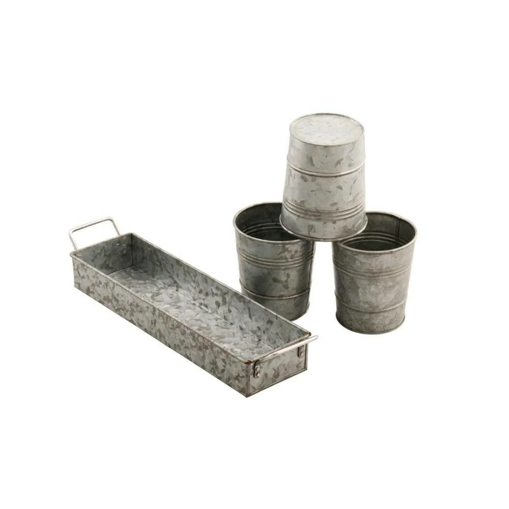 Wholesale ๐ TIRAMISUBEST 4.5 in. L x 4.5 in. W x 5 in. H Gray Galvanized Metal planter Box with Tray (3-pack) ๐งจ - Image 2