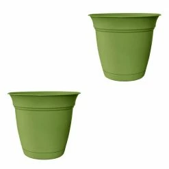 Coupon ✔️ THE HC COMPANIES HC Companies 12 in. Green Plastic Eclipse Planter with Attached Saucer (2-Pack) ✨
