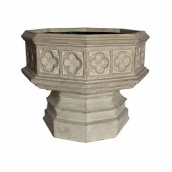 Best Pirce π MPG 24 in. x 19-1/2 in. Cast Stone Fiberglass Hexagonal Gothic Urn in Limestone βοΈ