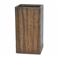 Outlet 🤩 MPG 14.5 in. Square Composite Tall Straight Driftwood Planter in Medium Dark Brown ✔️