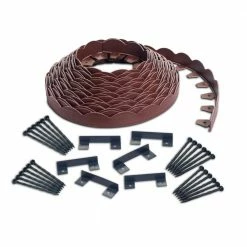 Deals π ProFlex 2 in. x 100 ft. Red Polyethylene Scalloped Woodgrain No-Dig Edging Kit β