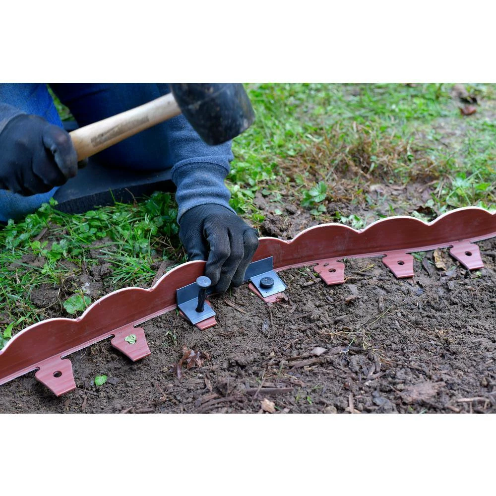 Promo ๐ ProFlex 20 ft. Red Scalloped Woodgrain Plastic No-Dig Edging Kit โจ - Image 7